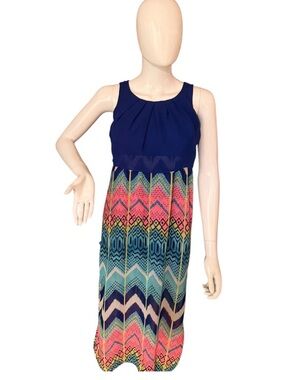 Emerald Sundae Navy Top Multicolor Chevron Maxi Dress
